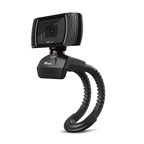 Trust Trino HD Webcam mit Mikrofon, 1280 x 720, 30 FPS, PC Kamera mit Flexibler Ständer und Automatischer Weißabgleich, Videokamera für Video, Chat, Skype, Laptop, Desktop, Computer, Mac – Schwarz Trust Trino HD Webcam mit Mikrofon, 1280 x 720, 30 FPS, PC Kamera mit Flexibler Ständer und Automatischer Weißabgleich, Videokamera für Video, Chat, Skype, Laptop, Desktop, Computer, Mac – Schwarz