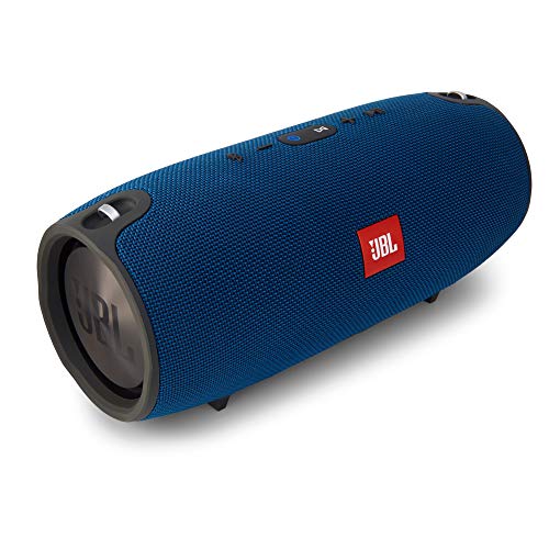 JBL Xtreme Spritzwasserfester Tragbarer Bluetooth Lautsprecher mit 10,000 mAh Akku, Dualem USB-Ladeanschluss und Freisprechfunktion - Blau